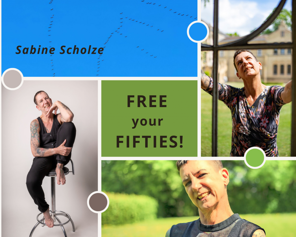 Das Business 2023: FREE your FIFTIES - verschiedene Aufnahmen von Sabine Scholze mit Claim.