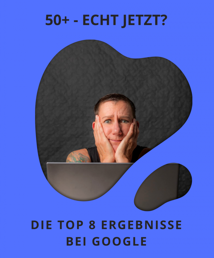 "50+ - echt jetzt?" lautet die Überschrift über das Foto von Sabine Scholze hinter ihrem Laptop.